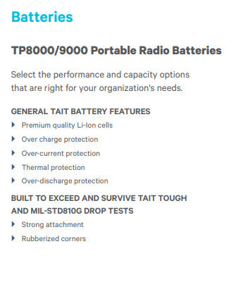 TAIT TP Portable Battery T03-00011-ABAA