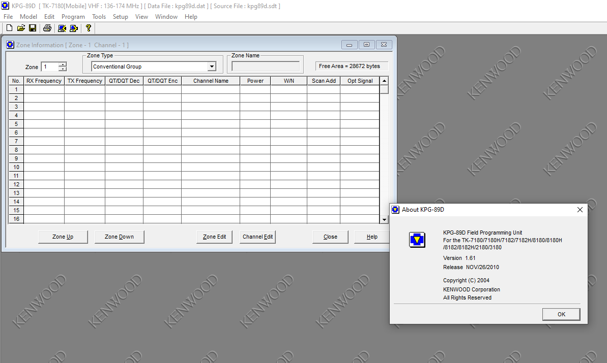 Kenwood Radio Programming Software - KPG-89D V1.61 TK-7180 8180 2180 3180