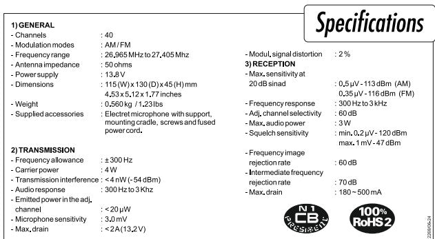 President TED FCC CB Radio AM/FM Compact Size