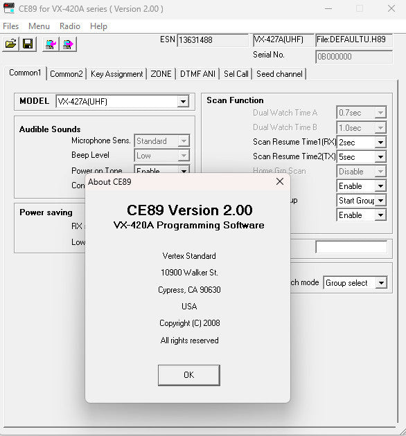 Vertex Programming Software CE-89 V2.00 VX-420A Passport