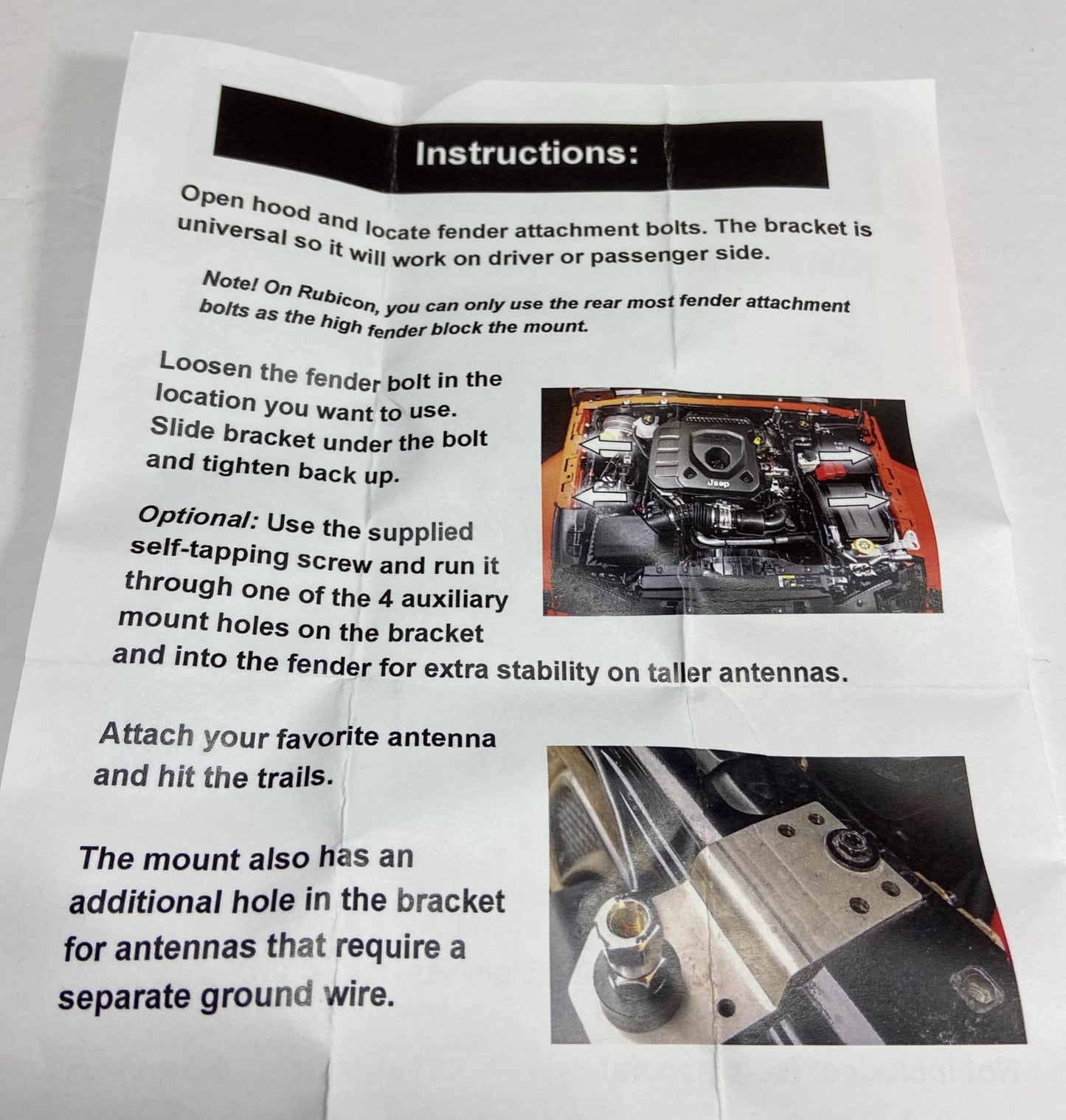 Jeep Wrangler JL/JT 2018 - 2023 Antenna Mounting Bracket + NMO Coax Cable Option Alberta Radio Supply