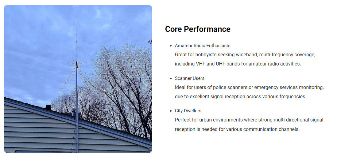 D3000N Wideband Discone Antenna with HF + CB TX