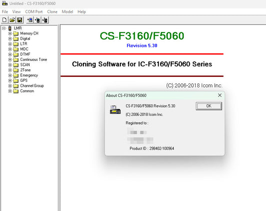 Icom Programming Software - CS-F3160 F5060 V5.3  V5.2  Digital Download Alberta Radio Supply