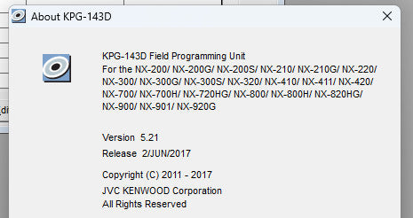 Kenwood Radio Programming Software - KPG-143D V5.21 NX-720HG NX-820HG NX220 NX320 NX420 NX700 NX800 Alberta Radio Supply