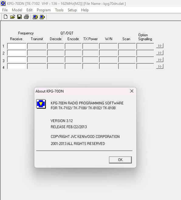 Kenwood Radio Programming Software - KPG-70D  TK-7102 7102H 8102 V3.11 V3.12 Digital Download