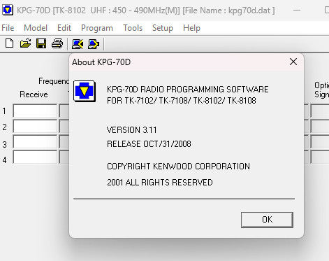 Kenwood Radio Programming Software - KPG-70D  TK-7102 7102H 8102 V3.11 V3.12 Digital Download