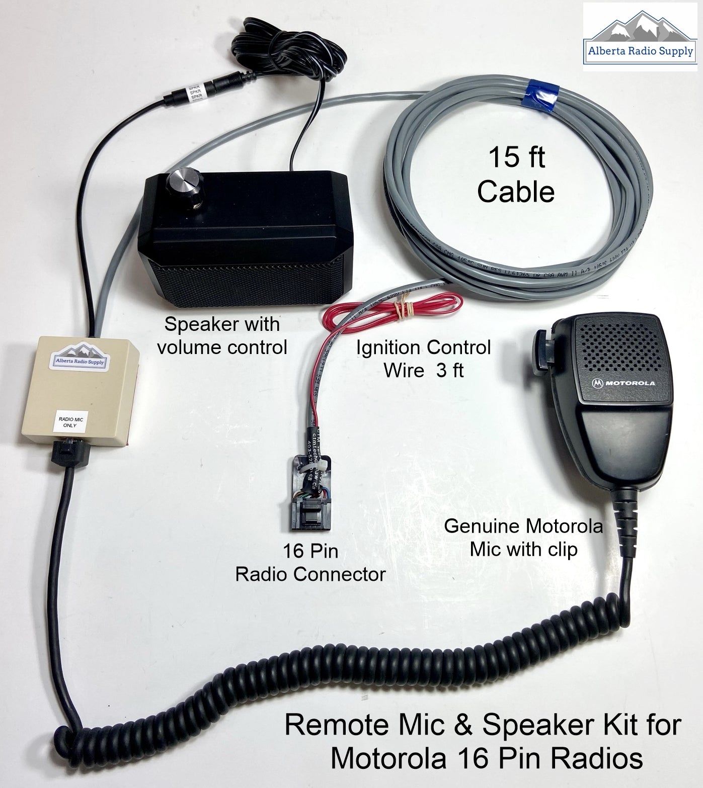 Remote Microphone and Speaker Kit - Motorola 16 Pin Mobiles Alberta Radio Supply