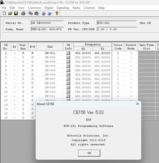 Motorola Vertex Programming Software  CE-156 EVX-261  V5.03 WB + NB Versions