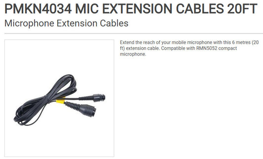 Motorola PMKN4034A Microphone Extension Cable 20FT Alberta Radio Supply