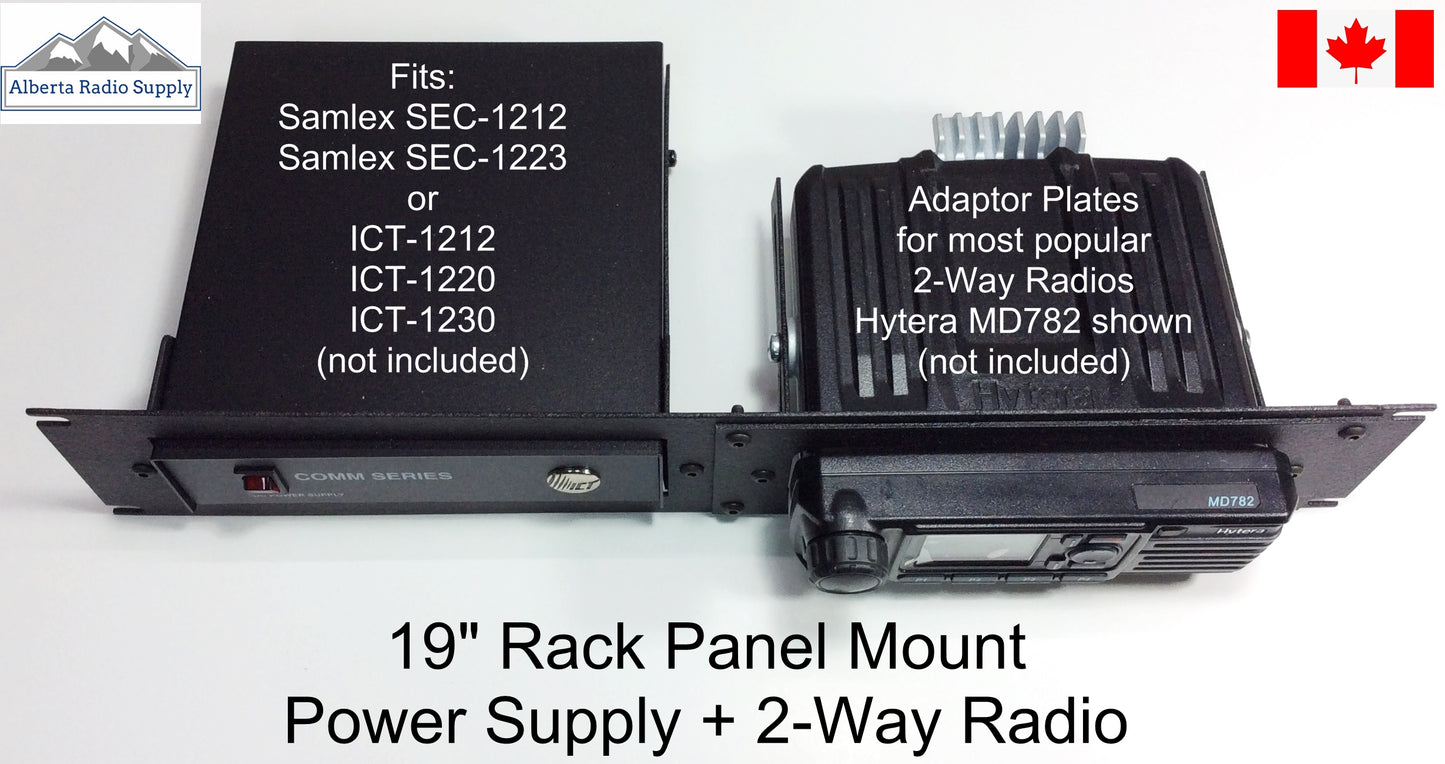 19" Rack Mounting Panel for ICT/SAMLEX Power Supply + Radio - Choose Radio Model Alberta Radio Supply