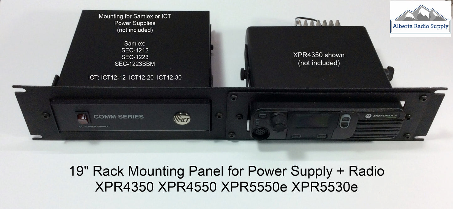 19" Rack Mounting Panel for ICT/SAMLEX Power Supply + Radio - Choose Radio Model Alberta Radio Supply