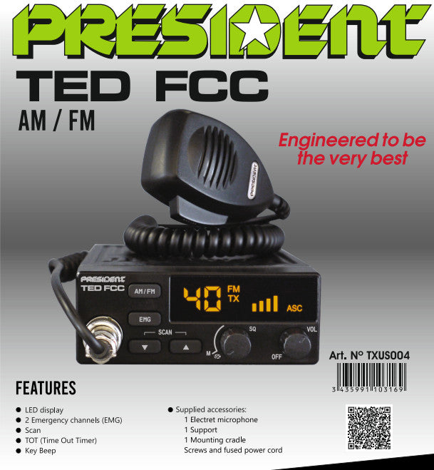 President TED FCC CB Radio  AM/FM  Compact Size