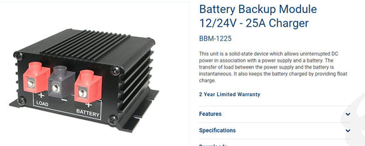Samlex BBM-1225 Battery Backup Module  12/24V  25 AMPS