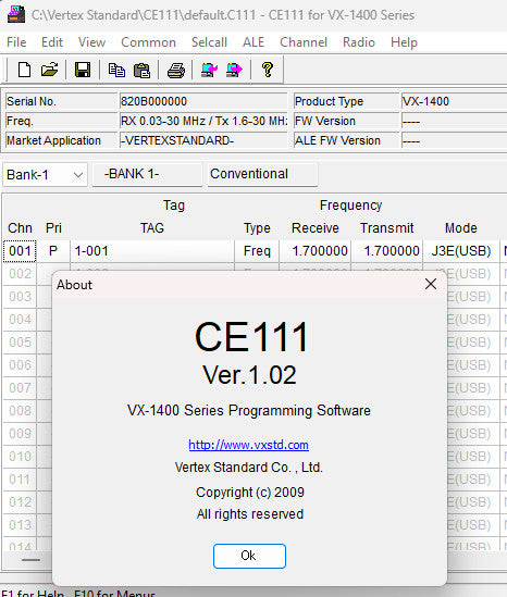 Vertex Programming Software  CE-111 V1.02 VX-1400