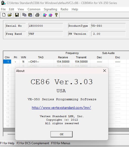 Motorola Vertex Programming Software  CE-86 VX-354 V3.04 V3.03   WB + NB Versions