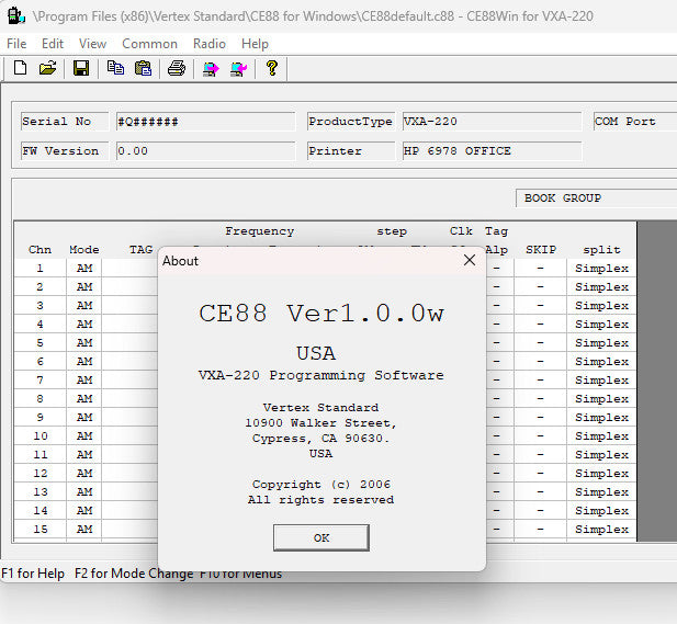 Vertex Programming Software  CE-88 V1.0.0w VXA-220