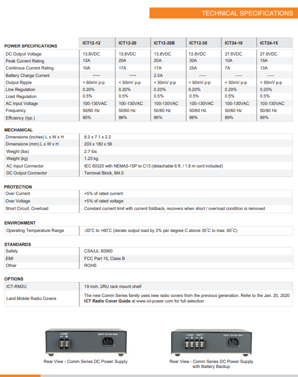 ICT 12-20  12V 20AMP Power Supply Alberta Radio Supply