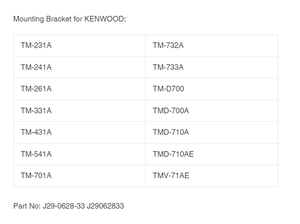Mounting Bracket for Kenwood Mobiles TM-V71A TM-231 241 261 331A 431A