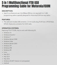 Load image into Gallery viewer, USB Programming Cable for Motorola Radios 5 in 1 - Mobiles + Portables