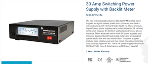 Samlex SEC-1235P-M 12V 30AMP DC Power Supply with Backlit Volt / AMP Meters