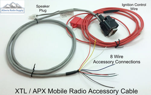 Accessory Cable for Motorola XTL / APX Radios - 8 Wire Accessory + Speaker + Ignition